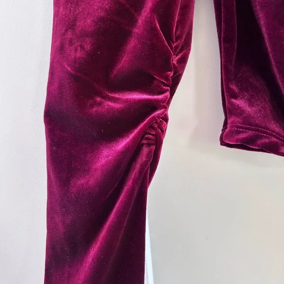 Mixed Threads Velvet Ruched Puffed Sleeve Cropped Top. Goth. Dark romantic. EUC - Picture 3 of 11